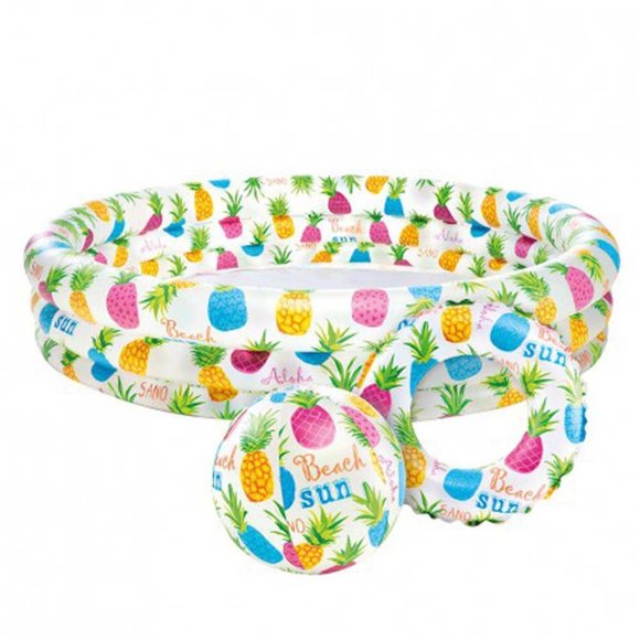 Intex 59469NP Three-ring Colourful Pineapple designs Pool Set With Ball and Ring - Picture 1 of 1
